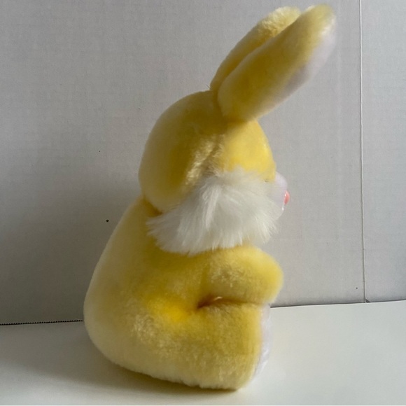 Vintage Walmart Bunny RabbitStuffed Animal Yellow Easter Plush Decoration STIFF - Picture 10 of 15